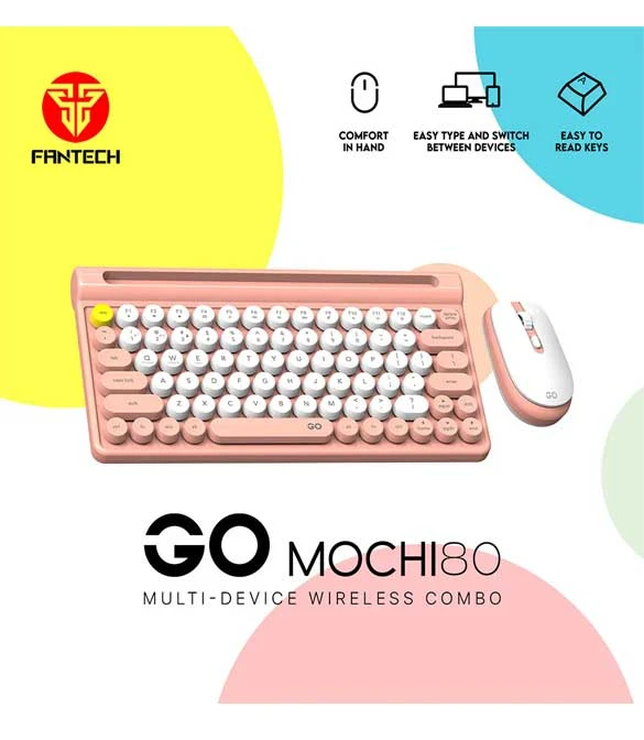 Fantech MOCHI 80Keys WK897 Wireless Keyboard Mouse Combo Set - Peach