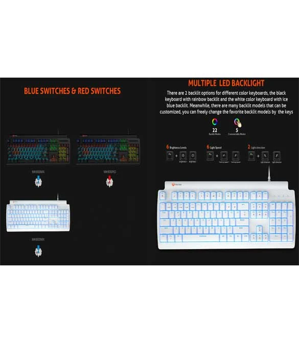 MeeTion MT-MK600RD Red Switch RGB Mechanical Gaming Keyboard