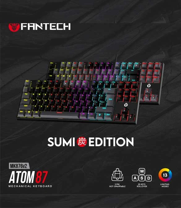 Fantech ATOM TKL MK876V2 Gray - Blue Switch