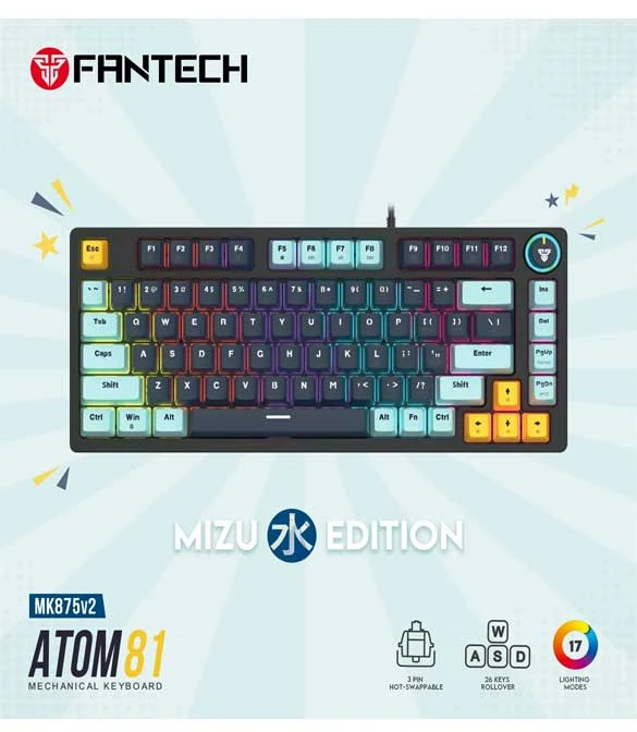 Fantech MK875V2 ATOM 81 RGB Mechanical Gaming Keyboard MIZU EDITION Navy Blue