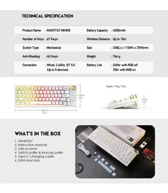 Fantech MaxFit67 White - White Switch