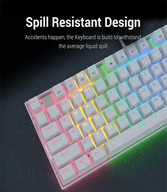 REDRAGON K552-RGB-2 Wired TKL 75% Mechanical White Gaming Keyboard Arabic -WHITE