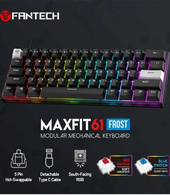 Fantech Max Fit 61 Frost - Black ( Blue Switch)