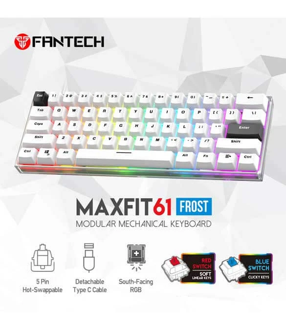 Fantech Max Fit 61 Frost - White ( Blue Switch)