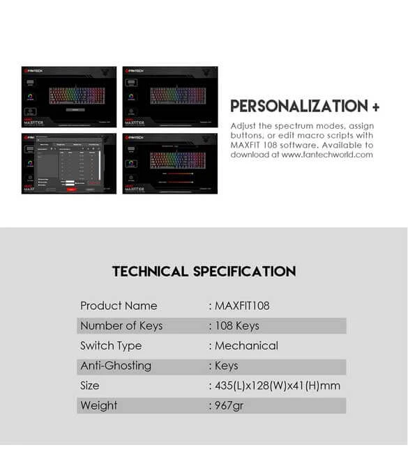 Fantech MaxFit 108 Black - Red Switch