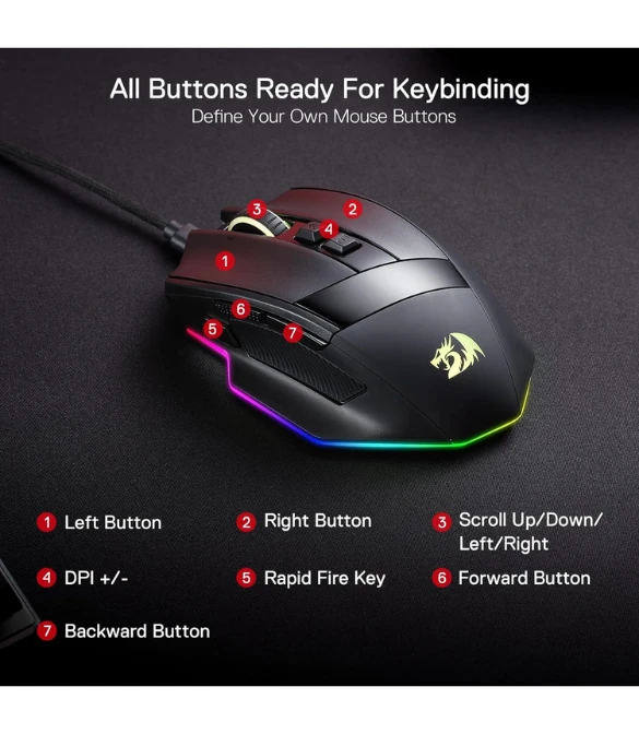 Redragon M813 RGB Wired Gaming Mouse
