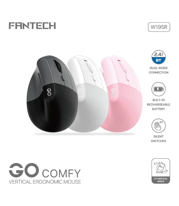FANTECH W195R  GO COMFY VERTICAL ERGONOMIC MOUSE - GRAY