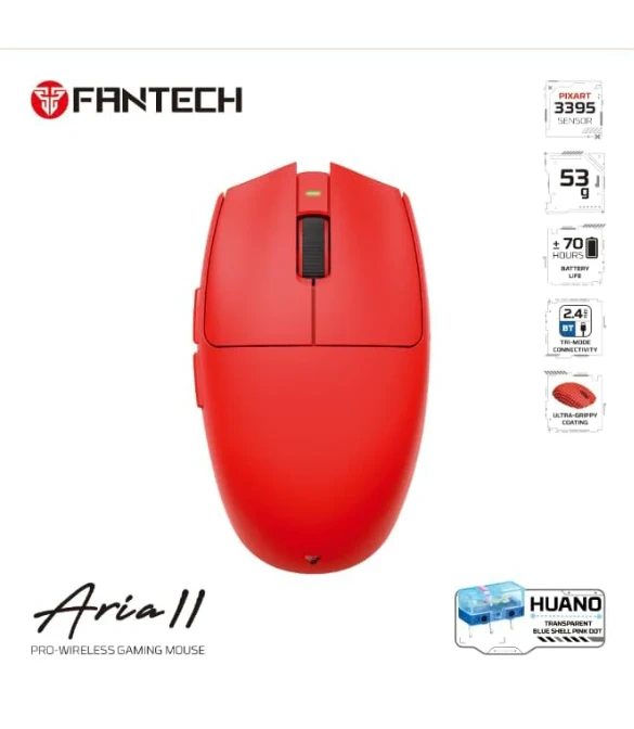 FANTECH ARIA XD7V2 Wireless Gaming Mouse, RED