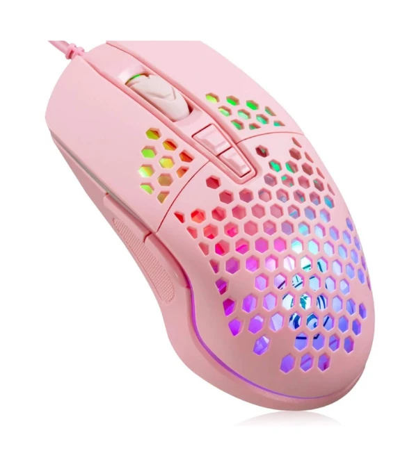 Haing Lightweight Gaming USB Mouse-Black & Pink