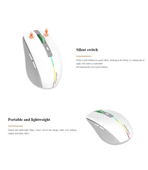 Meetion BTM002 2.4G Wireless & Bluetooth Dual Mode Mouse -White