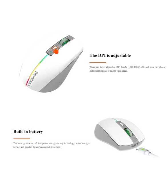 Meetion BTM002 2.4G Wireless & Bluetooth Dual Mode Mouse -White