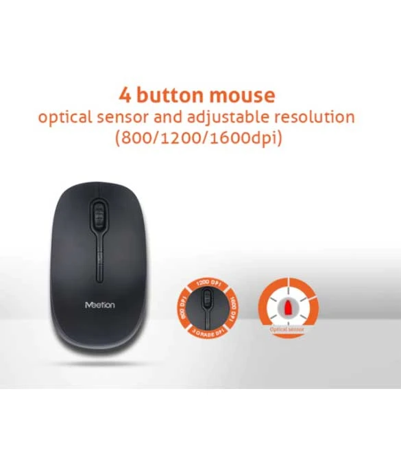 MeeTion MT-R547 2.4G USB Wireless Optical Mouse -Black