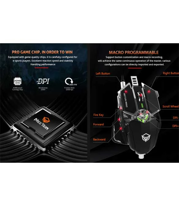 MeeTion MT-M990S RGB Programmable Gaming Mouse -White