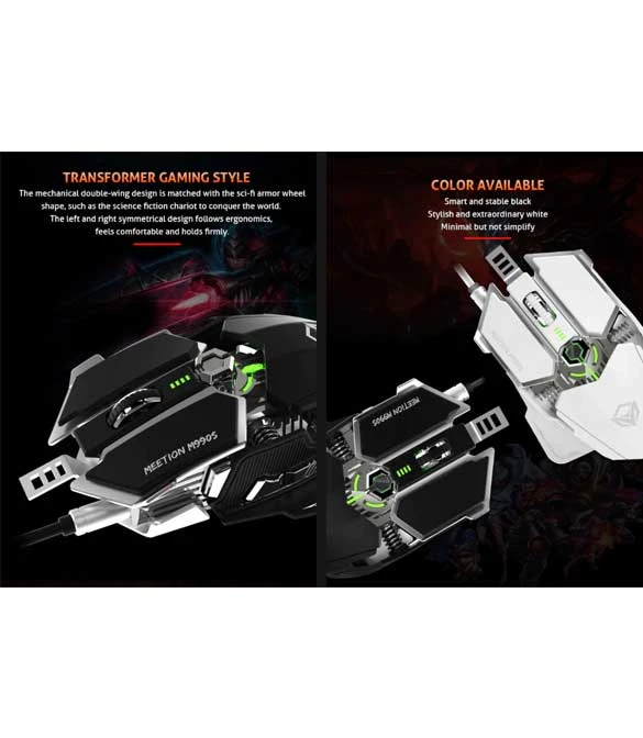 MeeTion MT-M990S RGB Programmable Gaming Mouse -White