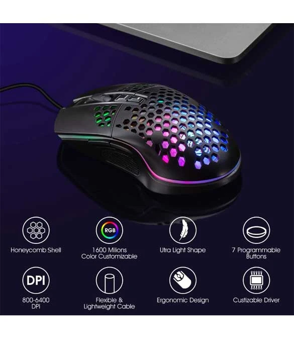 Haing Lightweight Gaming USB Mouse-Pink