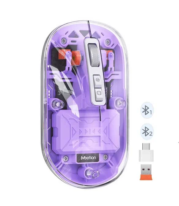 Meetion Purple BTM005 Dual Mode 2.4G Bluetooth & Wireless Mouse