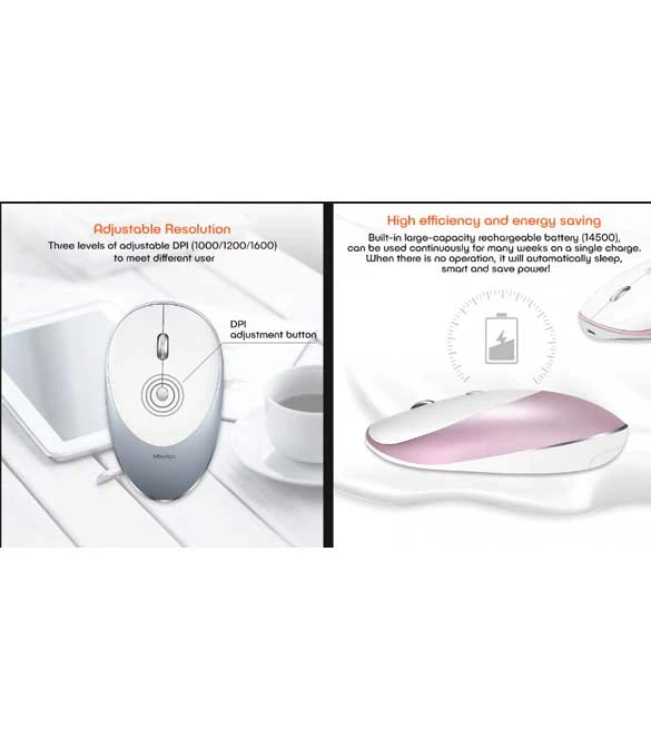 MeeTion MT-R600 2.4g Slim Rechargeable Silent Wireless Mouse -Silver