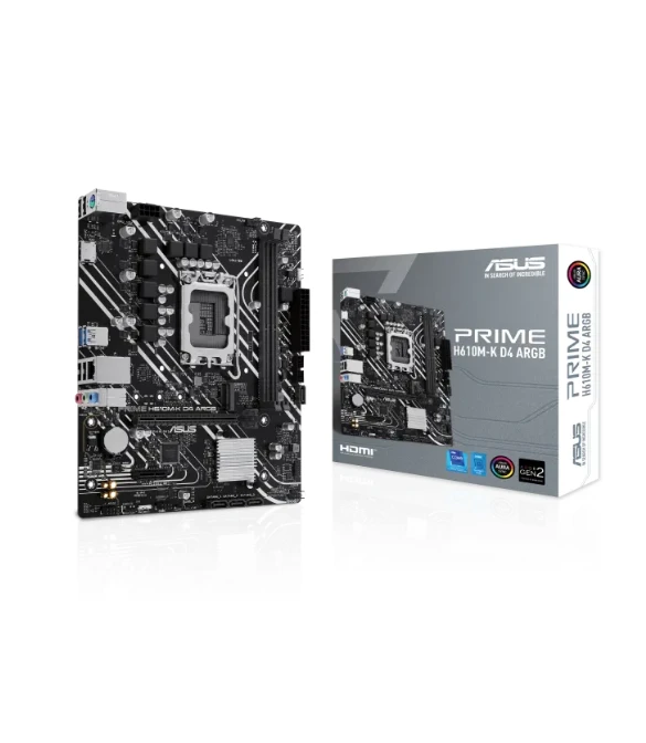 ASUS H610M-K ARGB micro-ATX motherboard with DDR4, PCIe 4.0, M.2 slot