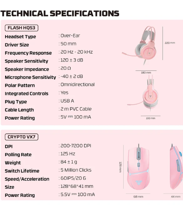 Fantech P51 All In One PC Gaming Set - Pink