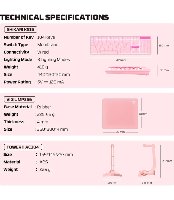 Fantech P51 All In One PC Gaming Set - Pink