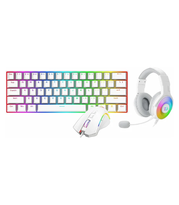 Redragon S129W 3 in 1 Gaming Keyboard, Mouse and Headset Combo, White