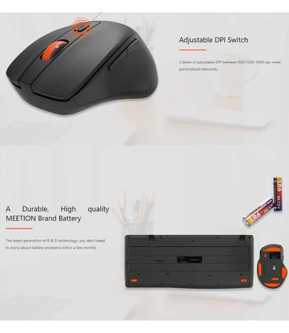 Meetion C4130 Wireless Ergonomic Keyboard & Mouse Combo