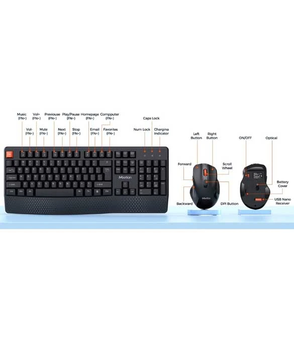 Meetion C4130 Wireless Ergonomic Keyboard & Mouse Combo
