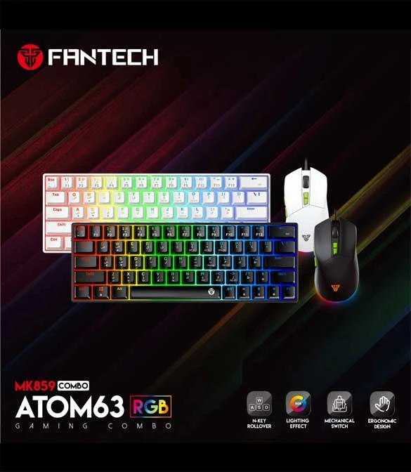 Fantech Black Atom63 MK859c Mechanical Gaming Keyboard & Mouse Arabic/English
