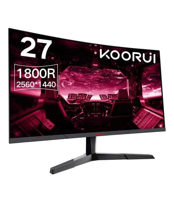KOORUI 27 INCH COMPUTER MONITOR, QHD 2560P GAMING MONITOR 144HZ 1MS, 1800R CURVED 27E6QC