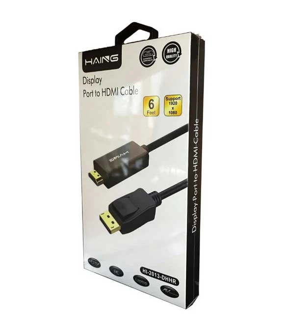 HAING High Quality Display Port to HDMI Cable - 1.8M