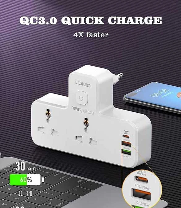 LDNIO 20W 3-Port USB Charger Extension Power Strip [ SC2311 ]