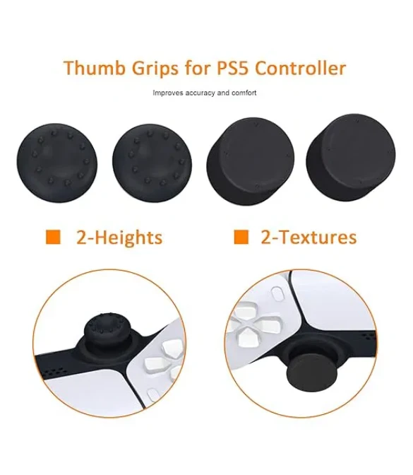 BEJOY Fast Controller Charging Station for PS5 DualSense Controller with Thumb Grips and Trigger Extenders