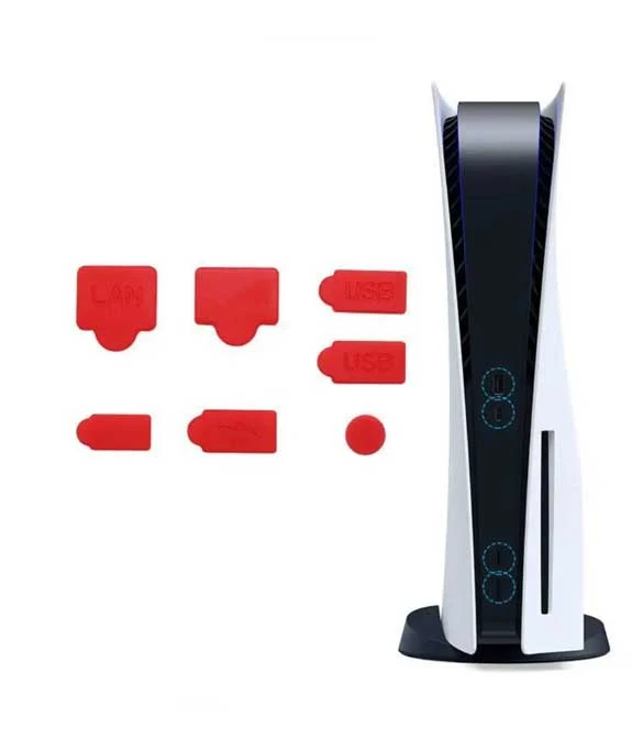 Silicone Dust Plugs for PS5 Console - Red