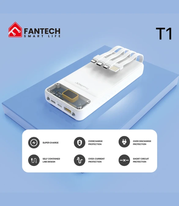 Fantech Powerbank 10000 mAh Mini with Fast Charging 22.5W – T1 - WHITE