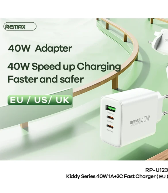 REMAX RP-U123 40W 1A+2C Kiddy Series Fast Charger