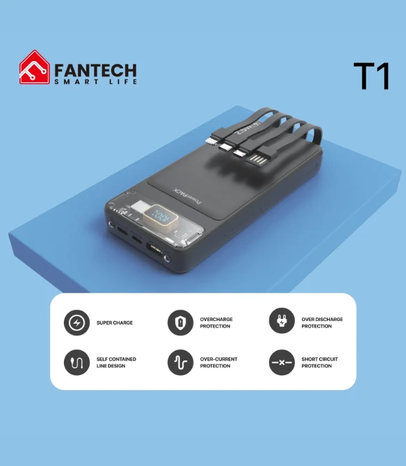 Fantech Powerbank 10000 mAh Mini with Fast Charging 22.5W – T1 - BLACK