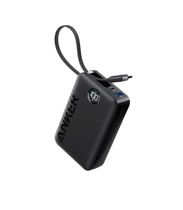 Anker Power Bank (20,000mAh, 22.5W, Built-In USB-C Cable) A1647H11 - Black