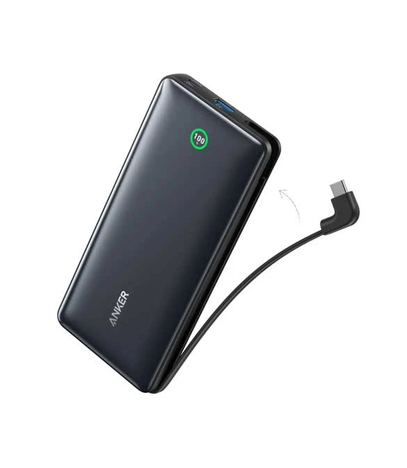 Anker Nano Power Bank (20K, 30W, Built-In USB-C Cable) A1387H11 - Black