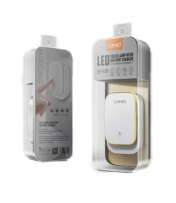 LDNIO A3305 Fast Charger 3 USB Port Adapter with LED Light + iPhone Cable