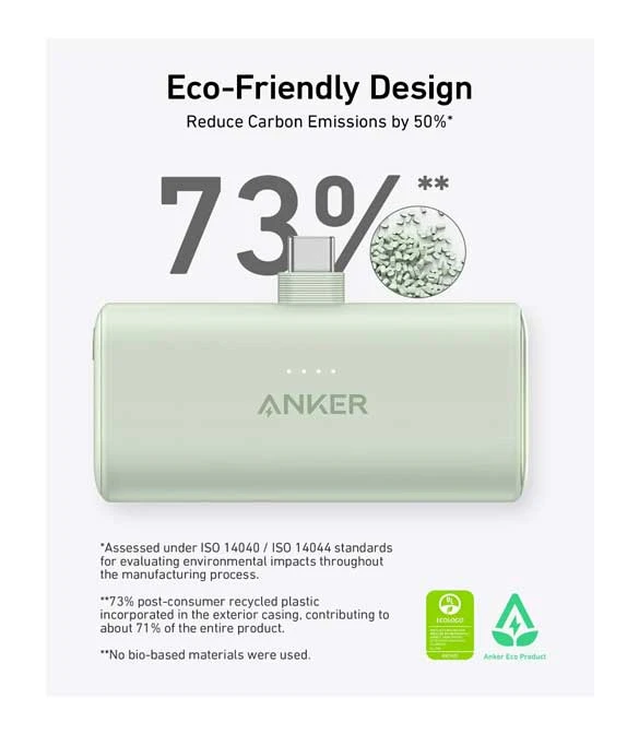 Anker Nano Power Bank (5K-22.5W ), Built-In USB-C Connector A1653H31  - Blue