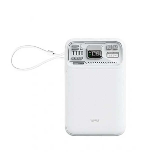 WiWU White Wi-P016 Magnetic Power Bank (Dual Cables)
