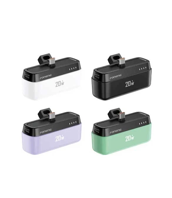 FONENG P69 Purple 5000mAh Mini Power Bank with Connector (20W) - Type-C