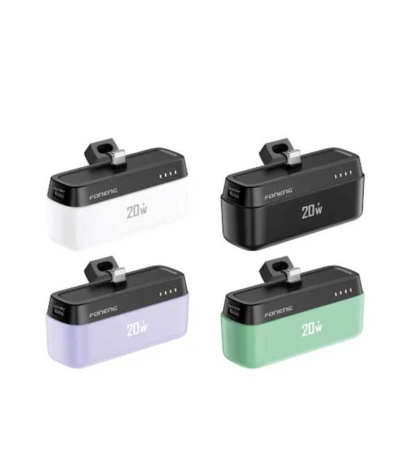 FONENG P69 Green 5000mAh Mini Power Bank with Connector (20W) - Lightning