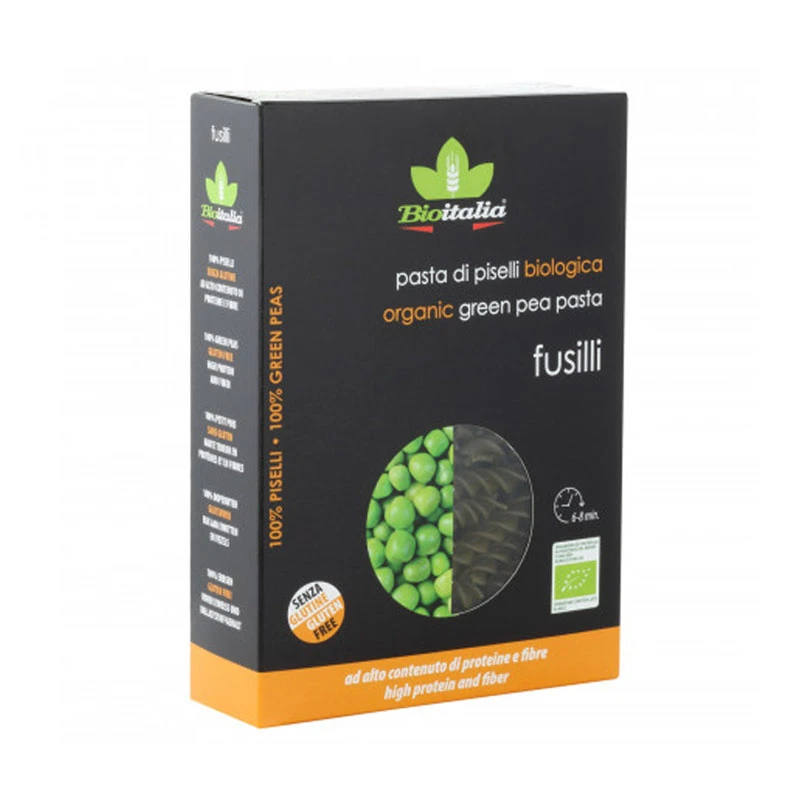 Bioitalia Green Pea Mezze Penne Pasta Fusilli 250g