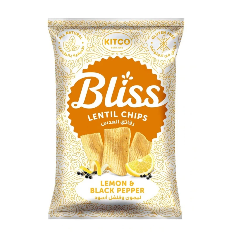 Kitco Bliss Lentil Chips Lemon & Black Pepper 27g