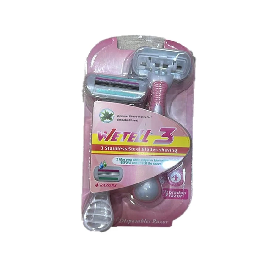 WETELL Women Razor Disposable 3 Stainless Steel Blades Shaving 4 Razors