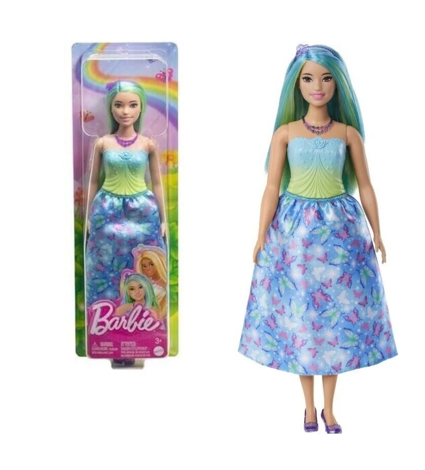 Barbie Princess Doll With Blue-green Streaked Hair
