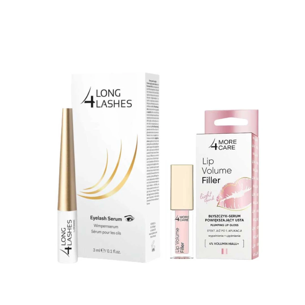 Long4Lashes سيروم الرموش 3 مل + ملمع الشفاه فلر لزيادة حجم الشفاه – وردي فاتح
