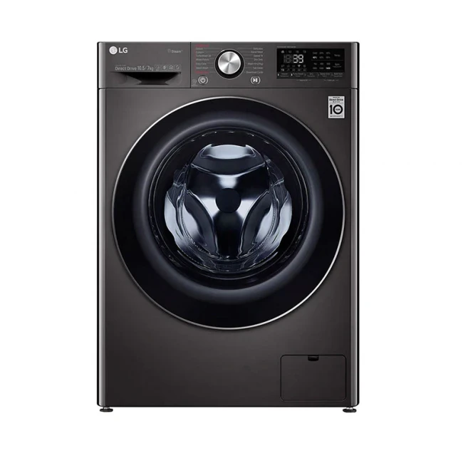 غسالة ومجفف LG 10.5/7 كجم محرك دفع مباشر عاكس TurboWash 360 (واي فاي) أسود فولاذي (جديد)