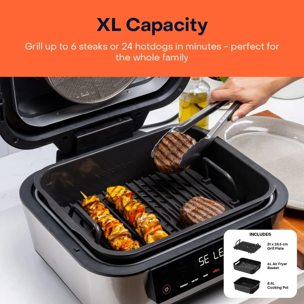 شواية كهربائية داخلية ذكية من Nutricook XL بسعة 8.5 لتر - أسود وفضي
